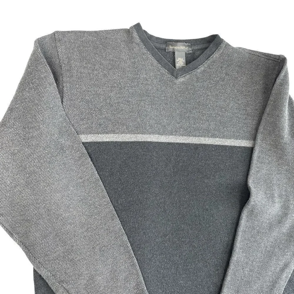 Banana Republic Gray Color-block Knit Sweater Men’s Size Large